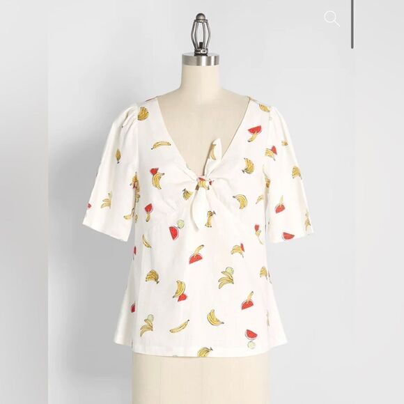 ModCloth Pack a Picnic Tie-Front Top, linen blend - Picture 1 of 16